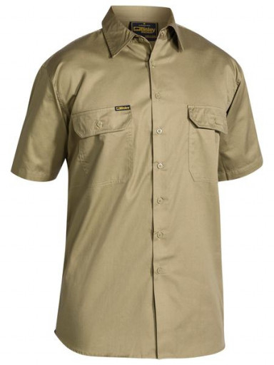 Bisley Cool Lightweight Drill Short Sleeve Shirt Khaki