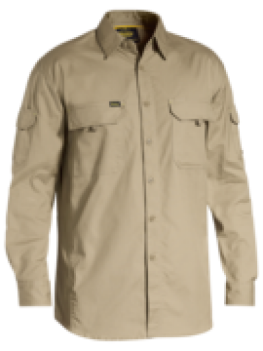 SMALL Khaki X Airflow Ripstop Work Long Sleeve Shirt (BS6414)