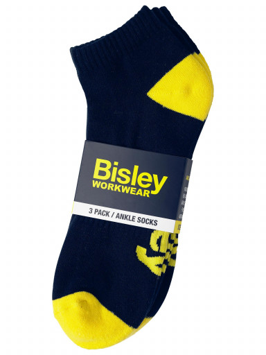 (3 pack) Bisley 11+ Navy Ankle Sock (BSX7215)