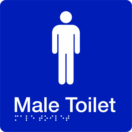 180x180mm - Braille - Blue PVC - Male Toilet (BTS001)