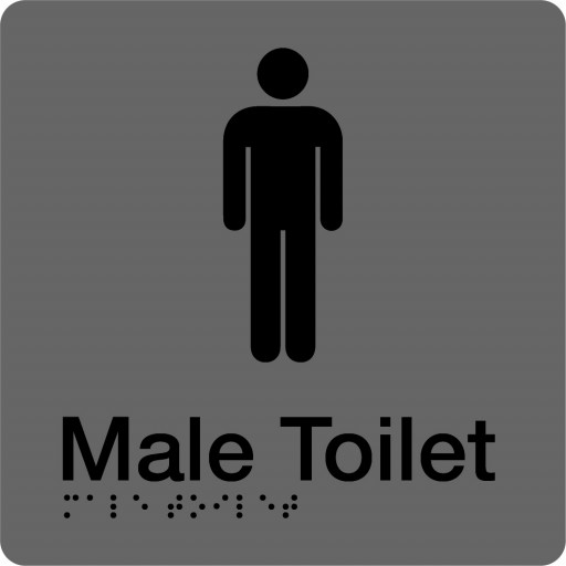 180x180mm - Braille - Silver PVC - Male Toilet (BTS001B)