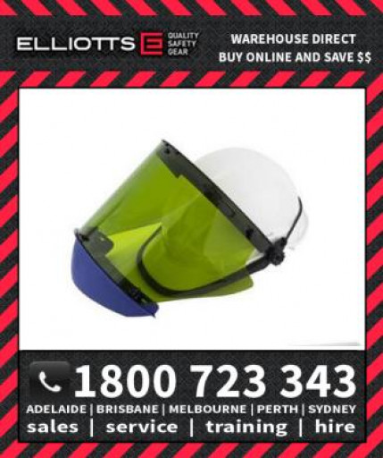 Elliotts ARCSAFE Elvex Arc Face Shield with Chinguard KIT 2 Visor Holder, Hard Hat & Eyewear Flash Switching Electrical Safety (FS20ARC10KIT2)