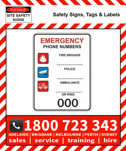 EMERGENCY PHONE NUMBERS 300x450mm Poly