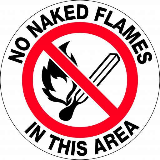 400mm - Self Adhesive, Anti-slip, Floor Graphics - No Naked Flames in This Area (FG1106)