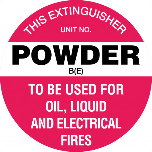 200mm Disc - Poly - Fire Extinguisher Marker - Powder B(E) (White) (FRL06P)
