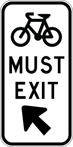 600x1200mm - Aluminium - Class 1 Reflective - Bicycles Must Exit (G9-65)