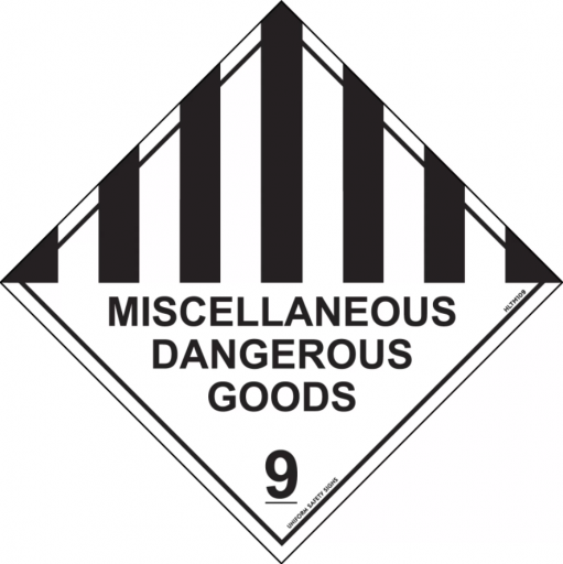 100x100mm - Self Adhesive - Pkt of 6 - Miscellaneous Dangerous Goods 9 (HLL109A)