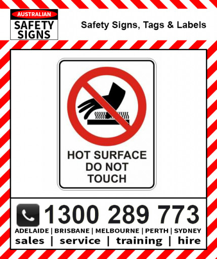 HOT SURFACE DO NOT TOUCH 100x140mm Self Stick Vinyl (Pack of 5)