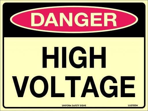240x180mm - Self Adhesive - Luminous - Danger High Voltage (LU215DA)