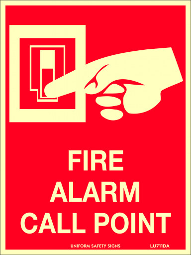 180x240mm - Self Adhesive - Luminous - Fire Alarm Call Point (With Picto) (LU711DA)