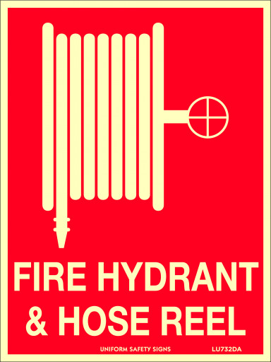 180x240mm - Self Adhesive - Luminous - Fire Hydrant & Hose Reel (With Picto) (LU732DA)