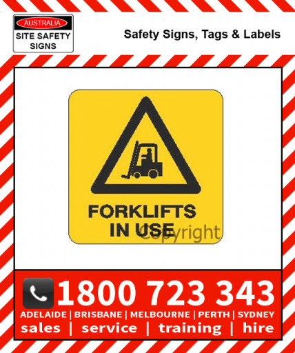 FORKLIFT IN USE CONE LABEL 200mm Self Stick Vinyl