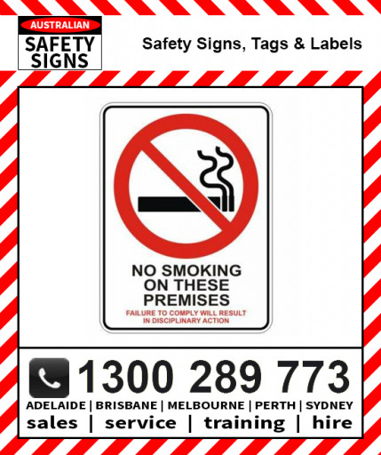NO SMOKING ON THESE PREMISES 450x600mm Poly