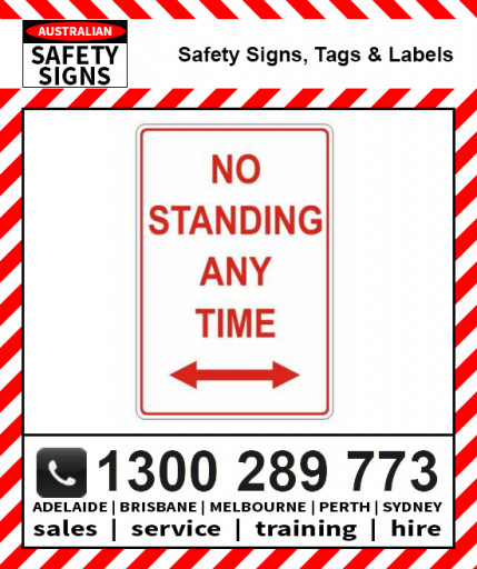NO STANDING ANY TIME DOUBLE ARROW 300x450mm Metal