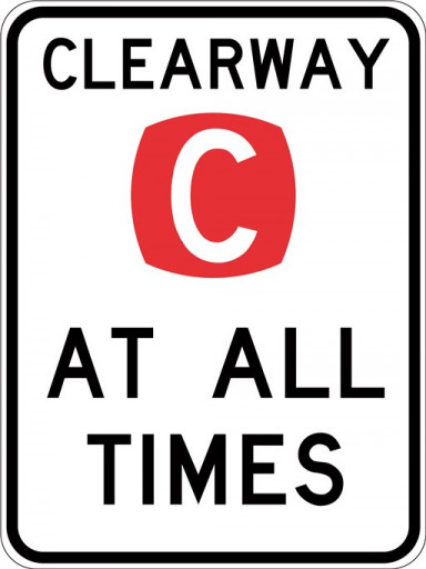 600x800mm - Class 2 - Aluminium - Clearway At All Times (R5-50A-3)