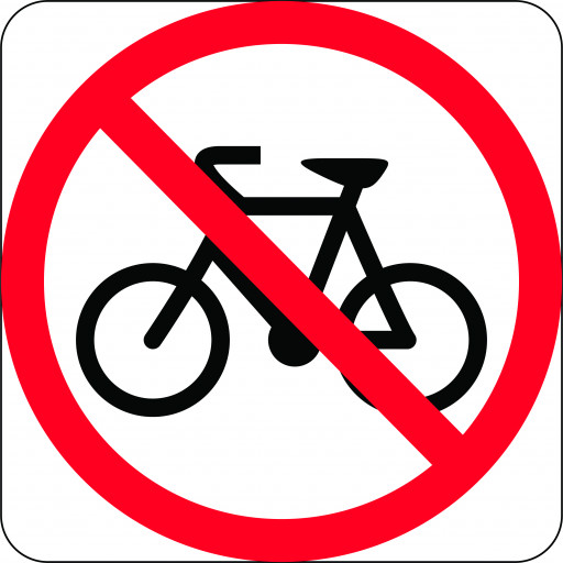 450x450mm - Aluminium, Class 1 - No Bicycles Symbol in Roundell (R6-10-3A)