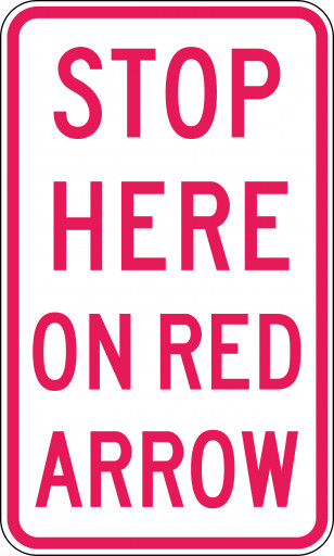 450x750mm - Class 1 - Aluminium - Stop Here On Red Arrow (R6-14A)