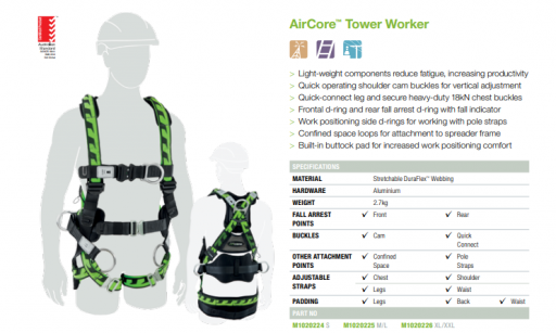 XL/2XL Miller AirCore Tower Worker Harness (M1020226)