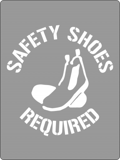 600x450mm - Poly Stencil - Safety Shoes Required (ST1204)