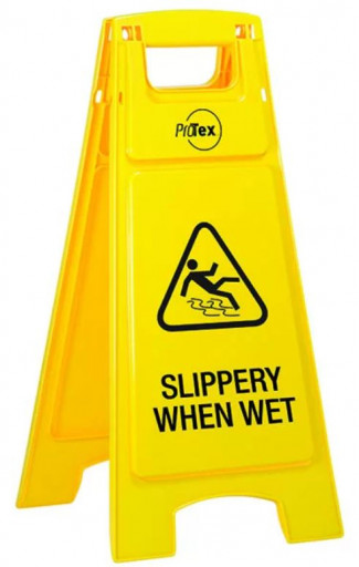 Premium Plastic Sign Stand - Double Sided - Slippery When Wet (STD39)