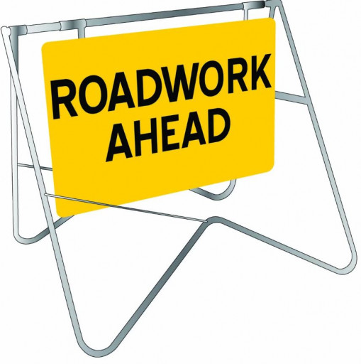 900x600mm - Swing Stand and Sign - Roadwork Ahead (STD500)