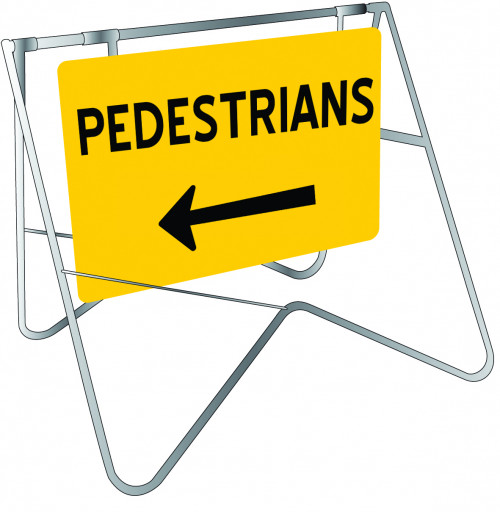 900x600mm - Swing Stand and Sign - Pedestrians (Left Arrow) (STD514)