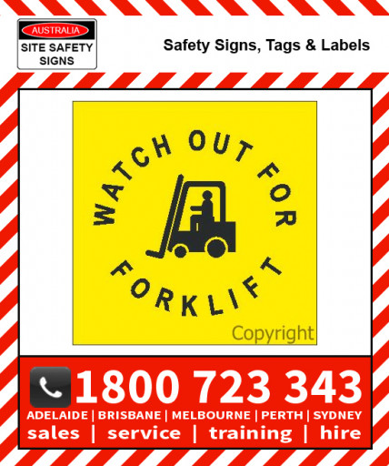 STENCIL WATCH OUT FOR FORKLIFT & PICTO 650mm Square Poly