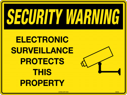 450x300mm - Poly - Security Warning Electronic Surveillance Protects This Property (SW015LSP)