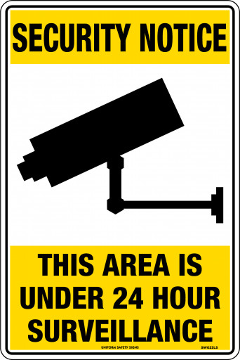 450x300mm - Poly - Security Notice This Area Is Under 24 Hour Surveillance (SW023LSP)