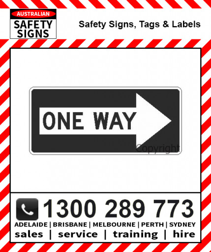 ONE WAY ON RIGHT ARROW 200x450mm Metal