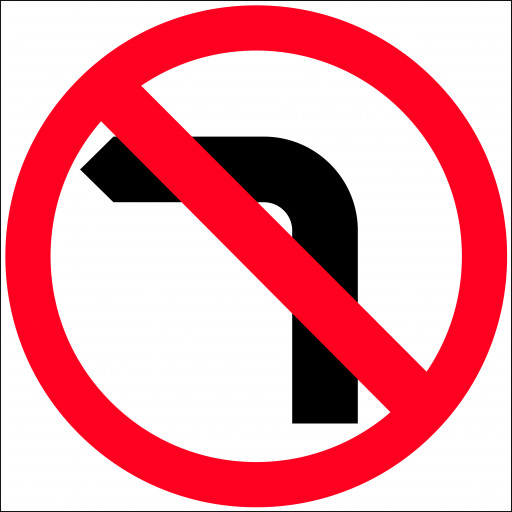 600x600mm - Corflute - Cl.1 - No Left Turn Picto (T9-42)