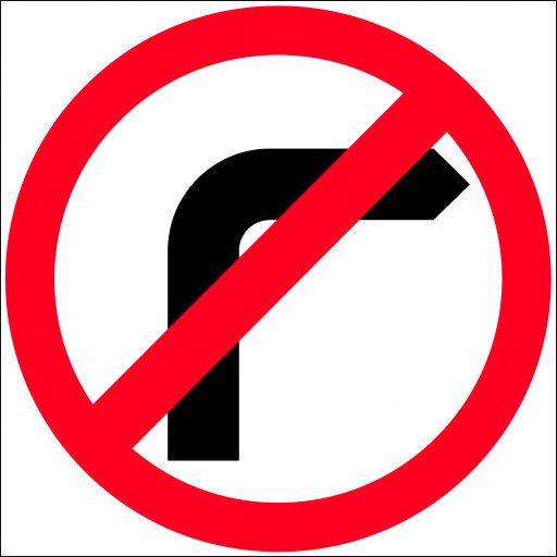 600x600mm - Corflute - Cl.1 - No Right Turn Picto (T9-43)