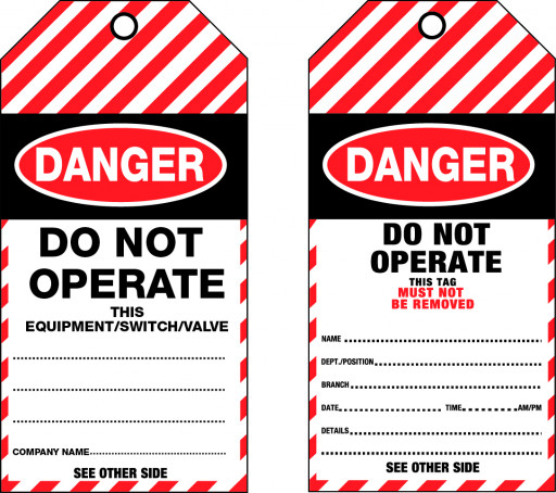 75x160mm - Cardboard Tags - Pkt of 25 - Danger Do Not Operate This Equipment/Switch/Valve (TDT100C)