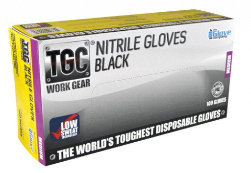 TGC (Box of 100) Black Nitrile Disposable Gloves XL