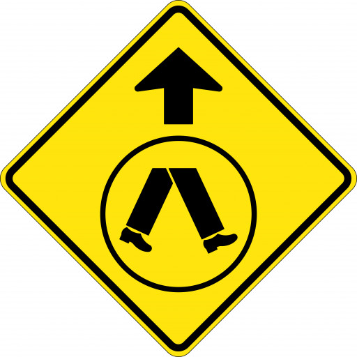 600x600mm - Aluminium - Class 1 - Pedestrians Ahead (W6-2A)