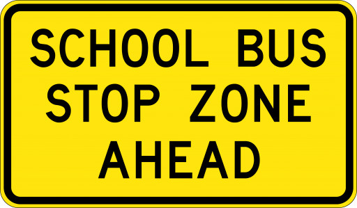 960x560mm - Aluminium - Class 1 Reflective - School Bus Stop Zone Ahead (W8-233B)