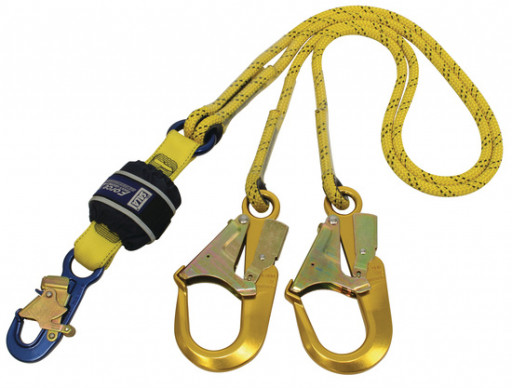 DBI SALA Force2 Shock Absorbing Lanyard Kernmantle Rope Double Tail 2.0m overall length