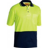 Bisley Yellow/Navy 2 Tone Hi Vis Polo Shirt Short Sleeve (BK1234)