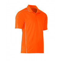 Bisley Cool Mesh Polo Shirt Hi Vis Orange with reflective piping