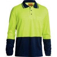 Bisley Yellow/Navy 2 Tone Hi Vis Polo Shirt Long Sleeve (BK6234)