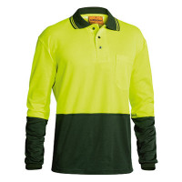 3XL Bisley Yellow/Bottle 2 Tone Hi Vis Polo Shirt Long Sleeve (BK6234)
