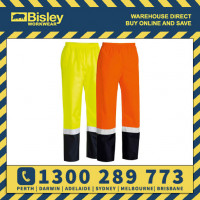 Bisley Taped 2 Tone Hi Vis Yellow or Orange Shell Rain Pant (BP6965T)