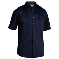 5XL Navy Bisley Mens Cotton Drill Shirt Short Sleeve (BS1433_BPCT5XL)