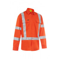 Bisley Taped X Back Cool Lightweight Hi Vis Drill Long Sleeve Shirt Orange (BS6166XT-BVEO) XL