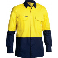 Bisley Hi Vis X Airflow Ripstop Long Sleeve Shirt Yellow/Navy