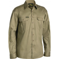 Khaki Bisley Mens Cotton Drill Shirt Long Sleeve (BS6433-BCDR)