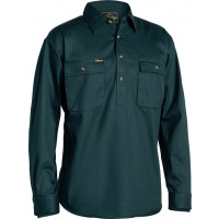 Bisley Closed Front Cotton Drill Long Sleeve Shirt Bottle