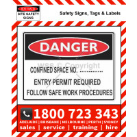 DANGER CONFINED SPACE NO. 225x300mm Poly