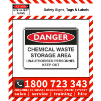 DANGER CHEMICAL WASTE STORAGE AREA 450x600mm Metal
