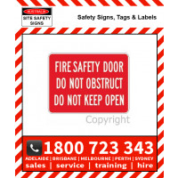 FIRE SAFETY DOOR DO NOT OBSTRUCT 225x300mm Metal / Self Stick Vinyl